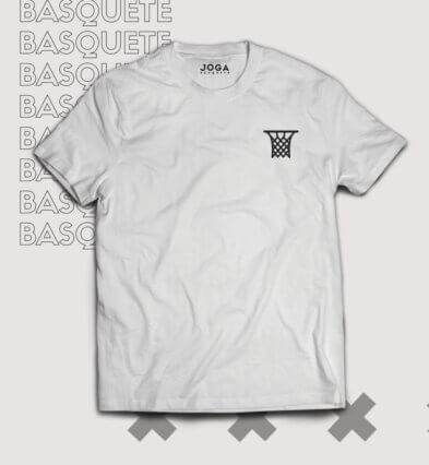 Camisa JOGA BASQUETE Branca Cesta Minimalista